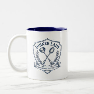 Dinner Lady Vintage Crest School Dinners Badge Two-Tone Coffee Mug