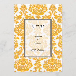 dinner menu card, damask