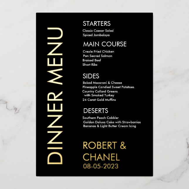Dinner Menu Foil Invitation (Front)