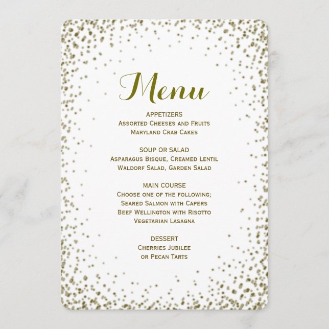 Dinner Menu | Gold Confetti (Front)