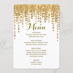 Dinner Menu Gold Confetti