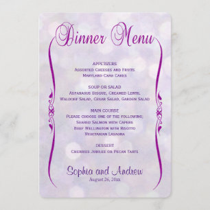 Dinner Menu   Lavender Bokeh