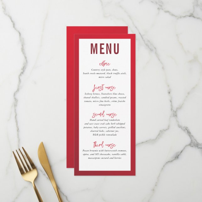 DINNER MENU modern star red burgundy gradient (Front/Back In Situ)