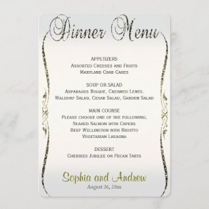 Dinner Menu   Silver and Gold