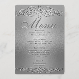 Dinner Menu Silver Shimmer Elegance