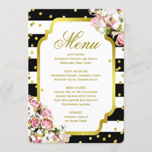 Dinner Menu   Stripes, Roses, Confetti
