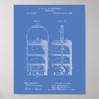 Dinner Pail 1893 Patent Art Blueprint Poster