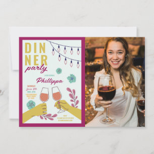 Dinner Party Friends Birthday Wine Tasting Photo Invitation
