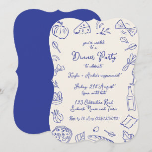 Dinner party hand drawn invitation