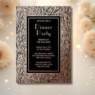 Dinner Party Invite Botanical Black Elegant Rose