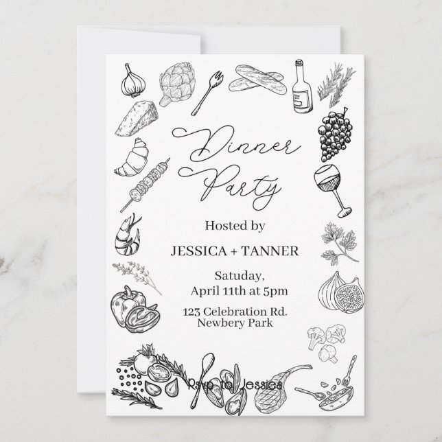 Dinner Party, Minimalist Party, Birthday Dinner, Invitation (Front)