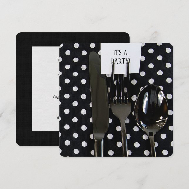 Dinner Party Polka Dot invite (Front/Back)