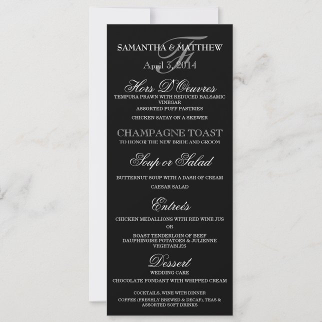 Dinner party wedding rehearsal black white invitation (Front)
