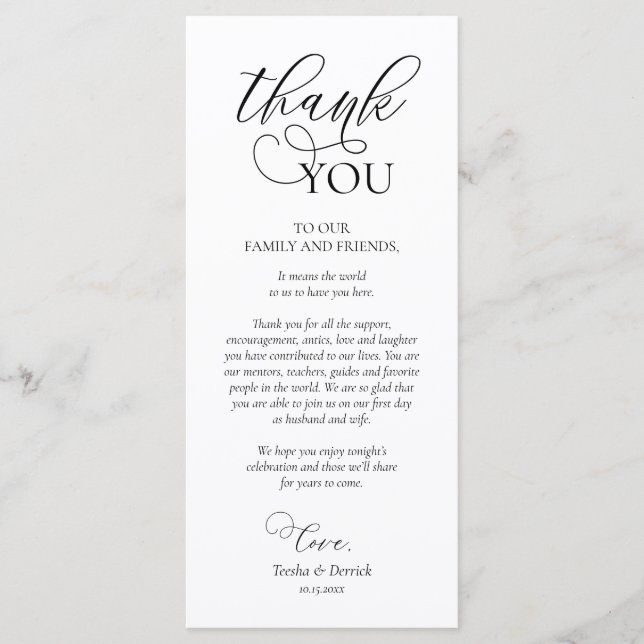 Dinner Place Setting Thank You Calligraphy Card (Front)