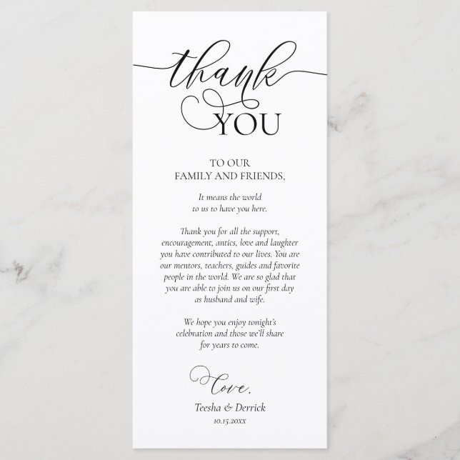 Dinner Place Setting Thank You Calligraphy Card (Front)