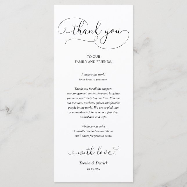 Dinner Place Setting Thank You Calligraphy Card (Front)