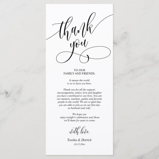 Dinner Place Setting Thank You Calligraphy Cards  (Front)