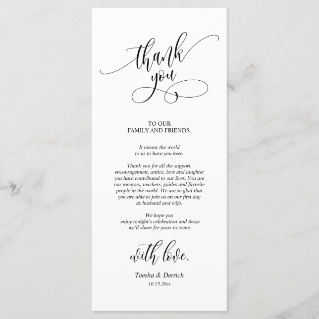 Dinner Place Setting Thank You Calligraphy Cards  (Front)