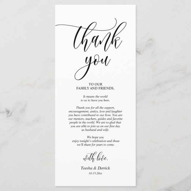 Dinner Place Setting Thank You Calligraphy Cards  (Front)