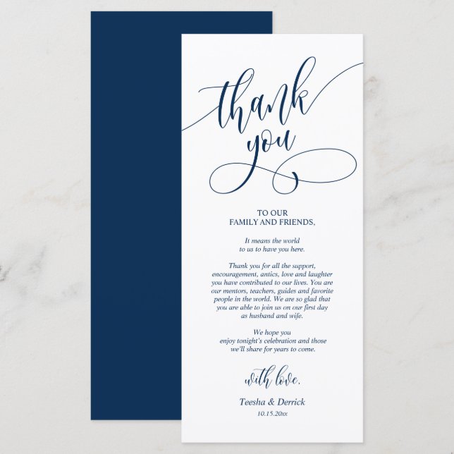 Dinner Place Setting Thank You Calligraphy Cards  (Front/Back)