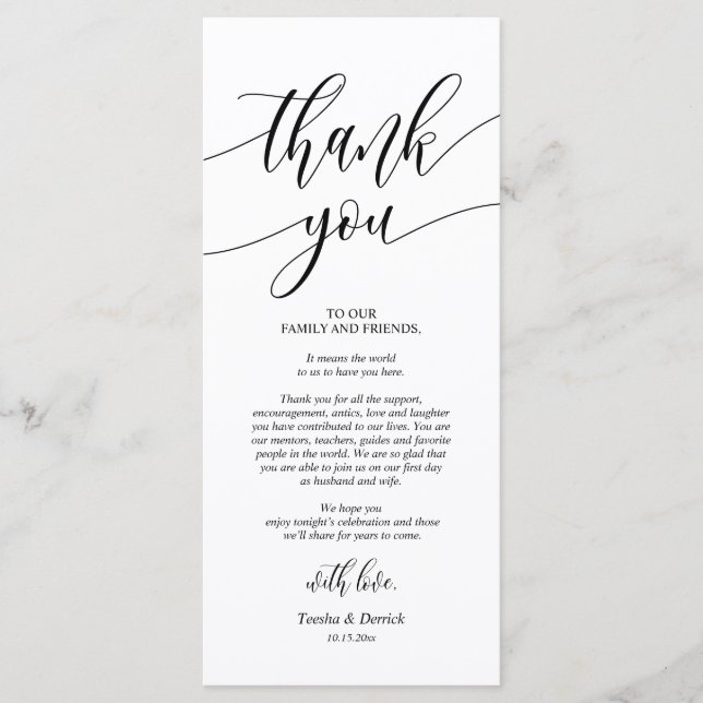 Dinner Place Setting Thank You Calligraphy Cards  (Front)