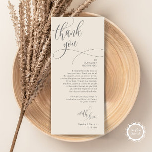 Dinner Place Setting Thank You, Modern Script Card