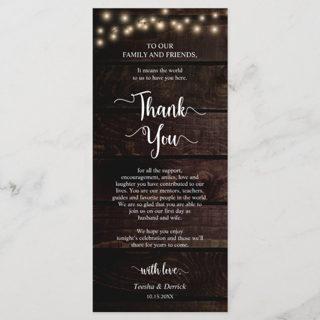 Dinner Place Setting Thank You, Rustic Kraft Cards (Front)