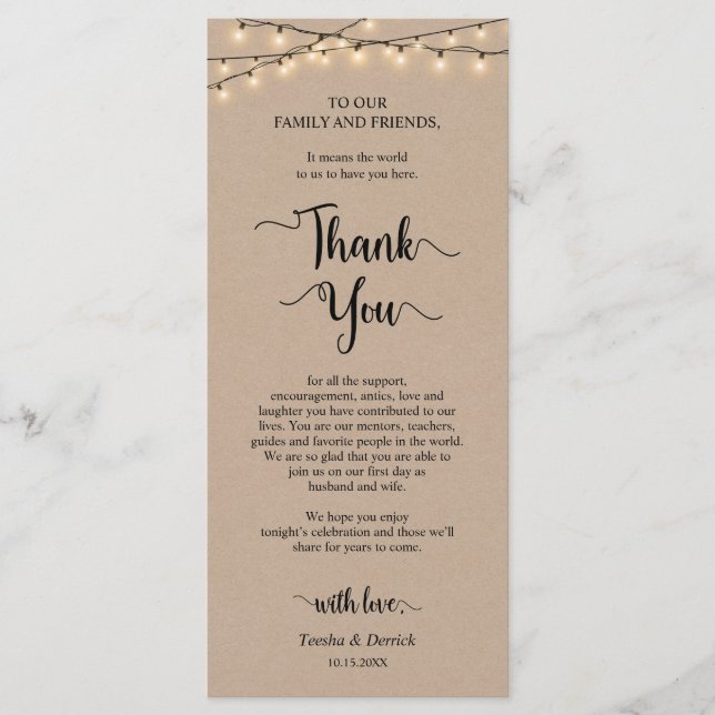 Dinner Place Setting Thank You, Rustic Kraft Cards (Front)