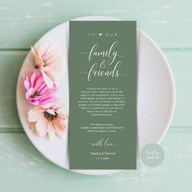 Dinner Place Setting Thank You, Sage Green Card (Dinner Place Setting Thank You Card, Modern Classy Wedding, in Sage Green)