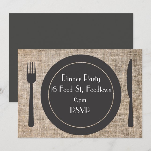 Dinner Plate stylish dinner party Invitation (Front/Back)