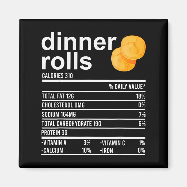Dinner Rolls Nutrition Facts Apparel Funny Thanksg Magnet (Front)