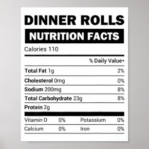 Dinner Rolls Nutrition Facts Family Matching Chris Poster
