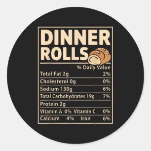 Dinner Rolls Nutrition Facts Funny Bread Food Desi Classic Round Sticker