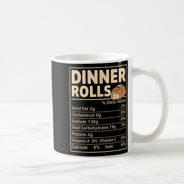 Dinner Rolls Nutrition Facts Funny Bread Food Desi Coffee Mug (Right)