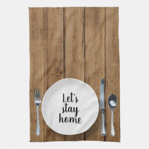 Dinner Setting On Oak Wood Tea Towel