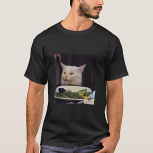 Dinner Table Cat Meme Funny Internet Yelling Confu T-Shirt