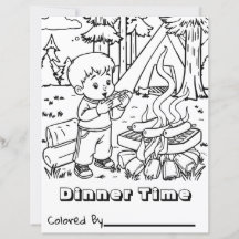 Dinner Time | Kid's Camping Colouring Page