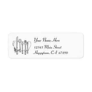 Dinnerware Black and White Address Label Template