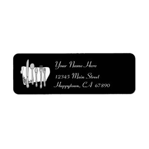 Dinnerware Black and White Address Label Template