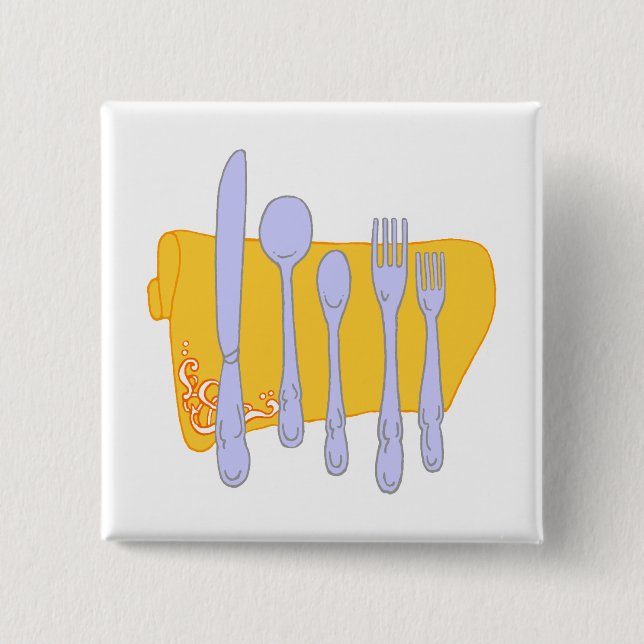 Dinnerware Cooking Design Template 15 Cm Square Badge (Front)