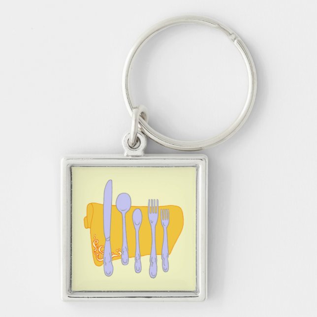 Dinnerware Cooking Design Template Key Ring (Front)