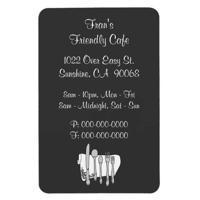 Dinnerware Restaurant Black White Custom Magnet (Vertical)