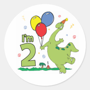 Dino 2nd Birthday Classic Round Sticker