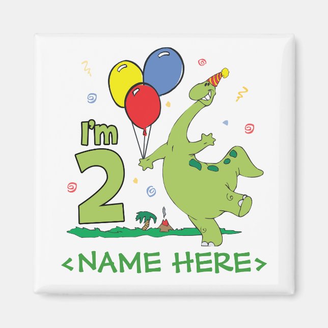 Dino 2nd Birthday Magnet (Front)