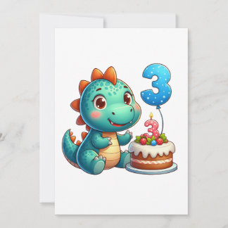 Dino 3rd Birthday Card