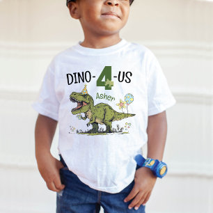 Dino-4-us Cute Dinosaur 4th Name Birthday Party Toddler T-Shirt