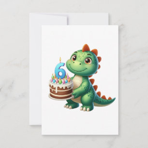 Dino 6th Birthday RSVP Card
