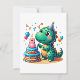 Dino 8th Birthday Card