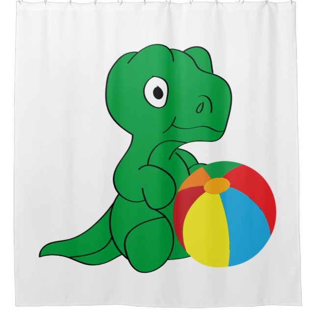 Dino and ball shower curtain (Front)