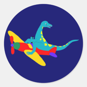 Dino Aviator Classic Round Sticker
